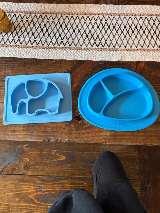 Nuby Other - Nuby & Silvio Blue Silicone Divided Plate & Elephant Placemat Set